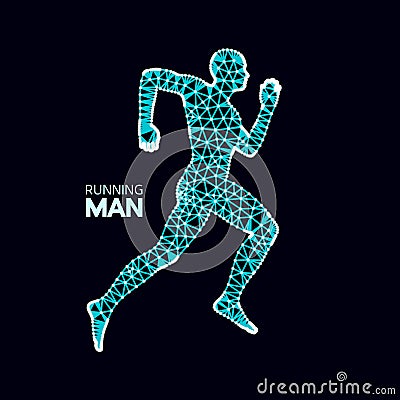 3d Running Man. Design for Sport, Business, Science and Technology. Vector Illustration. Human Body Vector Illustration