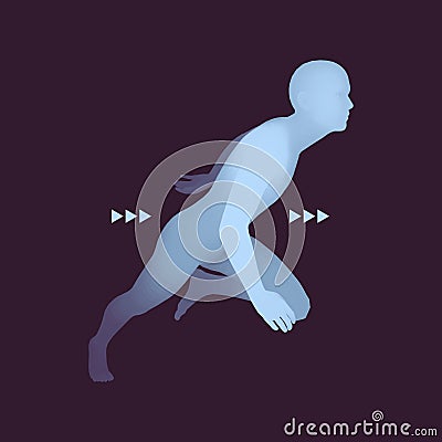 3d Running Man. Design for Sport, Business and Technology Vector Illustration