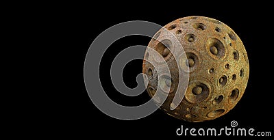 3d rusty speaker sound system planet over black Stock Photo