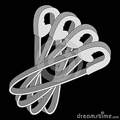 3d safety pins shaping faces Vector Illustration