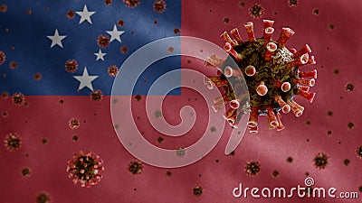 3D, Samoan flag waving with Coronavirus outbreak. Samoa Covid 19 Stock Photo