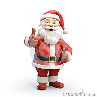 3d Santa Claus shows a thumbs up. New Year, Christmas Stock Photo