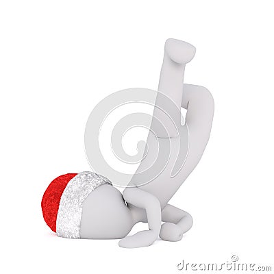 3D Santa figure doing martial arts technique Stock Photo