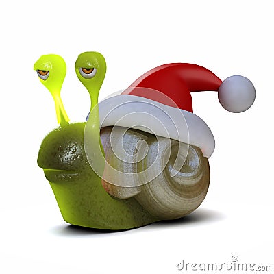 3d Santa snail Stock Photo