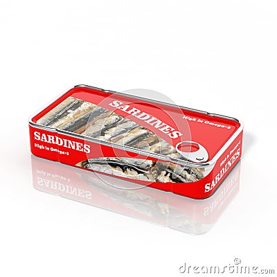 3D sardines in metallic can Stock Photo