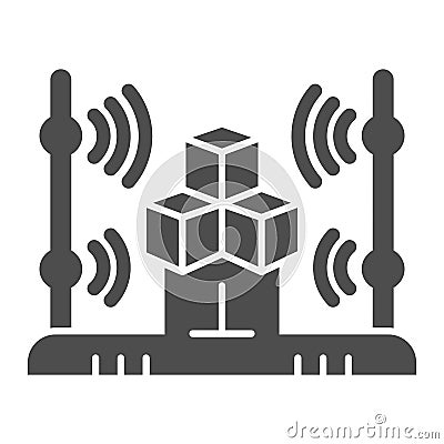 3d scanning system solid icon. 3d cube scan vector illustration isolated on white. 3D scanner design glyph style design Vector Illustration