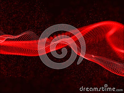 3D scientific technology background with particle waves Stock Photo