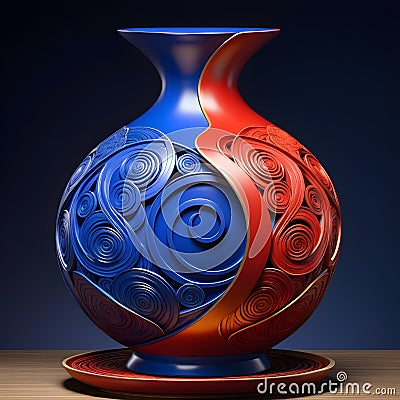 3D sculpture design abstract pottery can bring a unique and modern twist to traditional Lunar New Year decorations. Stock Photo