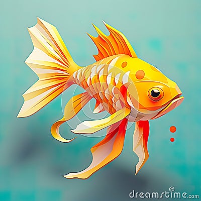 3D sculpture features a vibrant and ornamental koi fish, beautifully isolated in its aquatic surroundings. Stock Photo