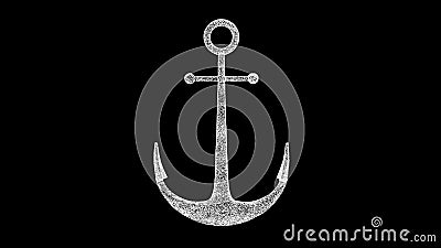 3D Sea anchor on black bg. Nautical concept. Advertising of shipyard, sea cruise, travel company, tourist voyage. For Stock Photo