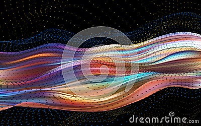3D sea colorful abstract twisted fluide shape Cartoon Illustration