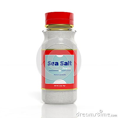 3D Sea Salt glass bottle Stock Photo