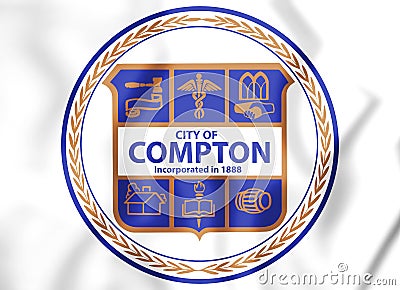 3D Seal of Compton California, USA. Stock Photo