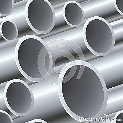 3D seamless steel pipes pattern Vector Illustration