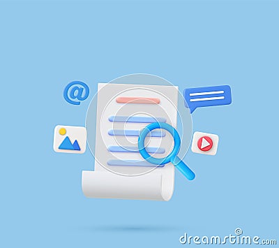 3d search concept Vector Illustration