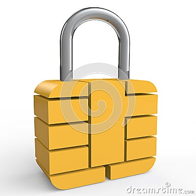 3d security chip lock Stock Photo