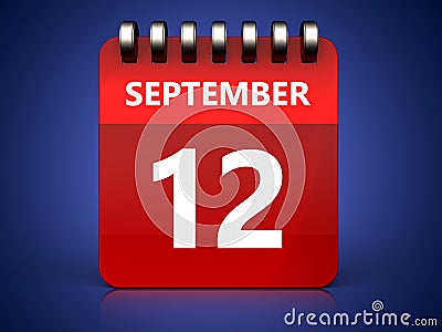 3d 12 september calendar Cartoon Illustration