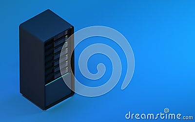 3d server render blue isometric Cartoon Illustration