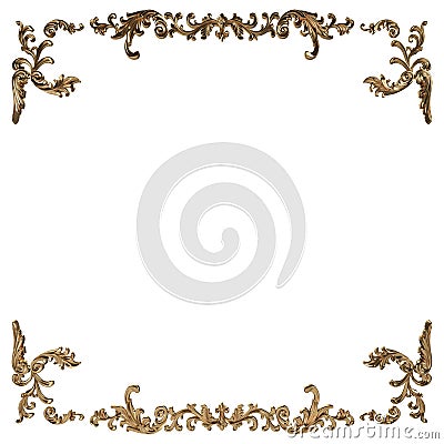 3d set of an ancient gold ornament on a white background Stock Photo