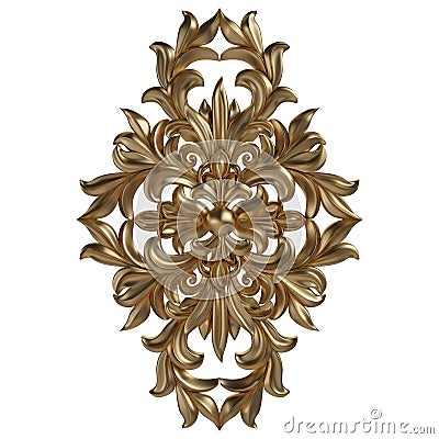 3d set of an ancient gold ornament on a white background Stock Photo