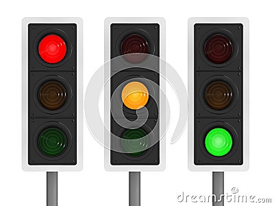 3d Set of traffic lights Stock Photo