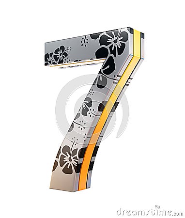 3D `seven` number with flower texture Stock Photo