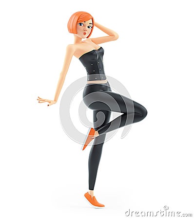 3d sexy girl in seductive pose Cartoon Illustration