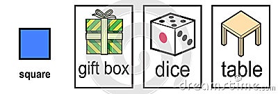 2D shape matching shape to real life object on white background vector Vector Illustration