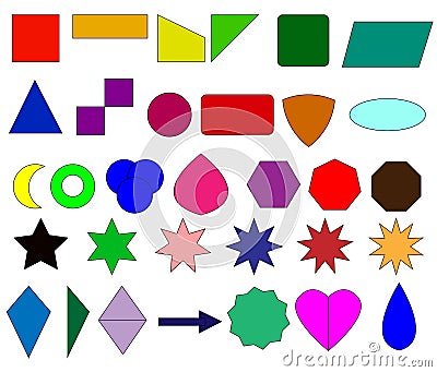 2D shapes for mathematics Vector Illustration