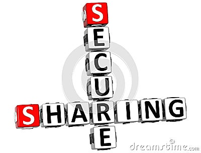 3D Sharing Secure Crossword Stock Photo