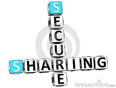 3D Sharing Secure Crossword Stock Photo