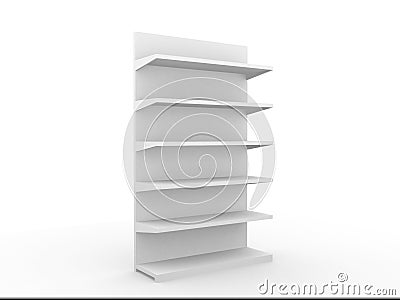 3D shelves and shelf for wrap advertising on a white background. Stock Photo