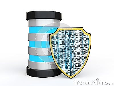 3d shield and futuristic server Stock Photo