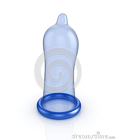 3d shinny and glossy blue condom Stock Photo