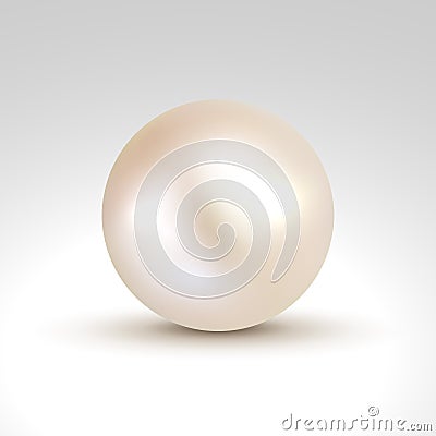 3D shiny natural White Pearl ball. Vector accessory beauty decoration. Fashion jewel symbol Vector Illustration