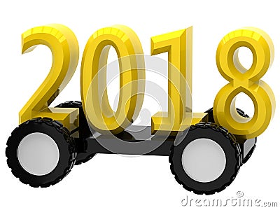 3d sign 2018 on a wheels Stock Photo