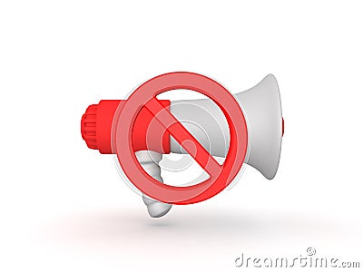3D sign which forbids the use of loud speakers Stock Photo