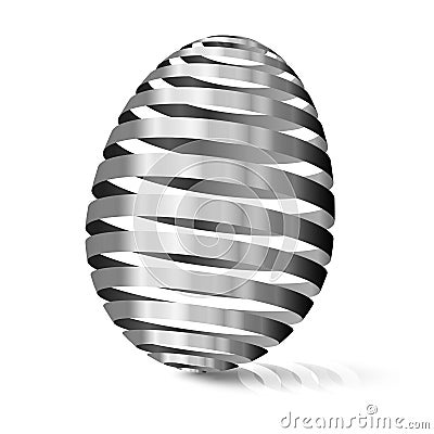 3d Silver egg. Modular eggshell spaced. Happy Easter day. East t Vector Illustration