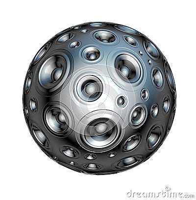 3d silver speaker sound system over white Stock Photo