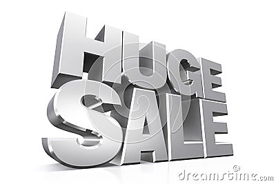 3D silver text huge sale. Stock Photo