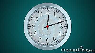 3d simple clock with hour, second and minute arrows is in space, computer generated modern business backdrop Stock Photo