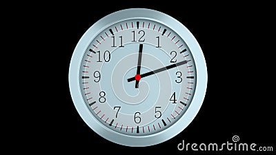 3d simple clock with hour, second and minute arrows is in space, computer generated modern business backdrop Stock Photo