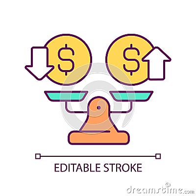 2D simple customizable thin line net cash flow icon Vector Illustration