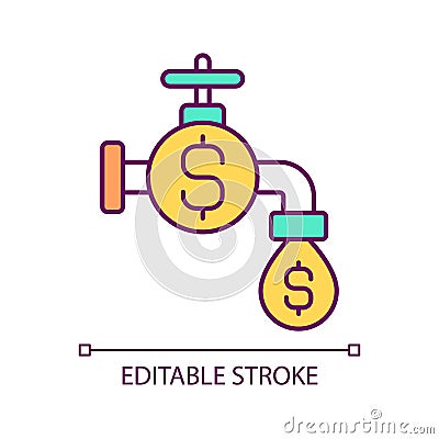 2D simple editable thin line cash flow icon Vector Illustration