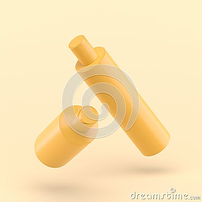 3d simple shower bottle on pastel yellow background Stock Photo