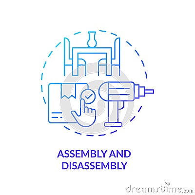 2D simple thin linear assembly and disassembly gradient icon Vector Illustration