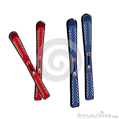 3D ski on white background Vector Illustration