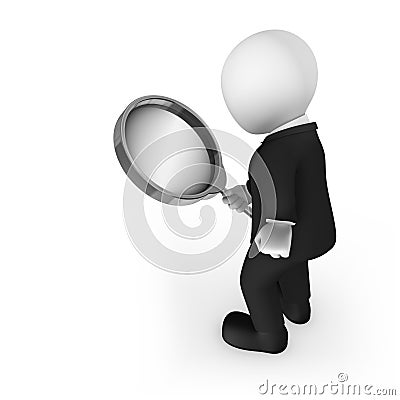 3d small business people: search with magnifying glass Cartoon Illustration