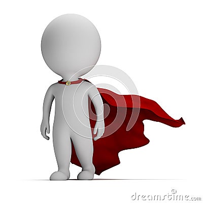 3d small people - brave superhero Stock Photo