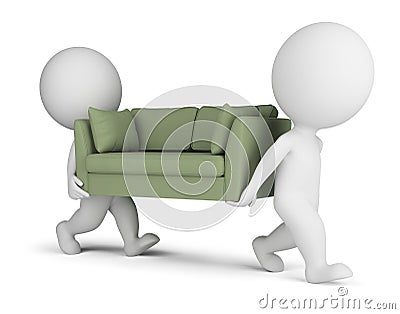 3d small people carry a sofa Stock Photo